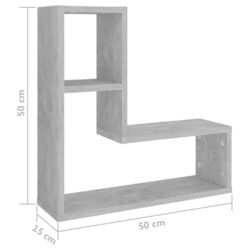 Vegghyller 2 stk betonggrå 50x15x50 cm konstruert tre