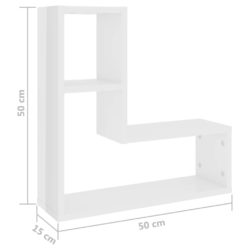 Vegghyller 2 stk høyglans hvit 50x15x50 cm konstruert tre