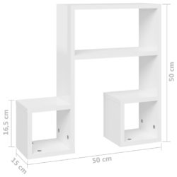 Vegghyller 2 stk høyglans hvit 50x15x50 cm konstruert tre