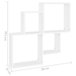 Kubeformet vegghylle hvit 80x15x78,5 cm konstruert tre