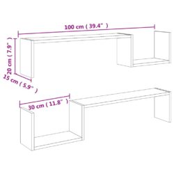 Vegghyller 2 stk sonoma eik 100x15x20 cm konstruert tre