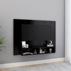 Veggmontert TV-benk svart 120×23,5×90 cm konstruert tre