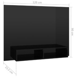 Veggmontert TV-benk høyglans svart 120×23,5x90cm konstruert tre