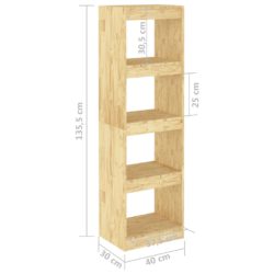 Bokhylle/romdeler 40x30x135,5 cm heltre furu