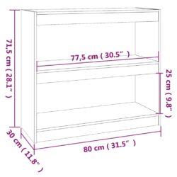 Bokhylle/romdeler 80x30x71,5 cm heltre furu