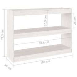 Bokhylle/romdeler hvit 100x30x71,5 cm furu