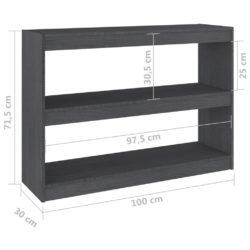 Bokhylle/romdeler grå 100x30x71,5 cm furu