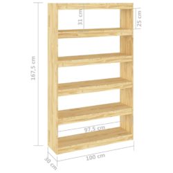 Bokhylle/romdeler 100x30x167,5 cm heltre furu