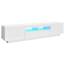 TV-benk med LED-lys hvit 180x35x40 cm