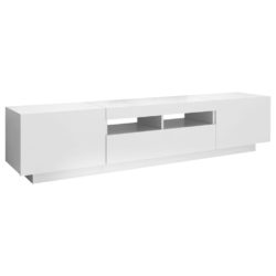 TV-benk med LED-lys hvit 180x35x40 cm