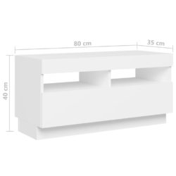 TV-benk med LED-lys hvit 180x35x40 cm