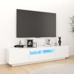 TV-benk med LED-lys hvit 180x35x40 cm