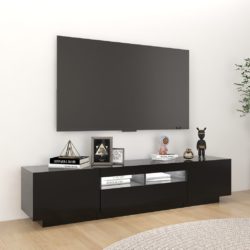 TV-benk med LED-lys svart 180x35x40 cm