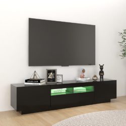 TV-benk med LED-lys svart 180x35x40 cm