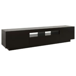 TV-benk med LED-lys svart 180x35x40 cm