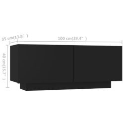 TV-benk med LED-lys svart 180x35x40 cm