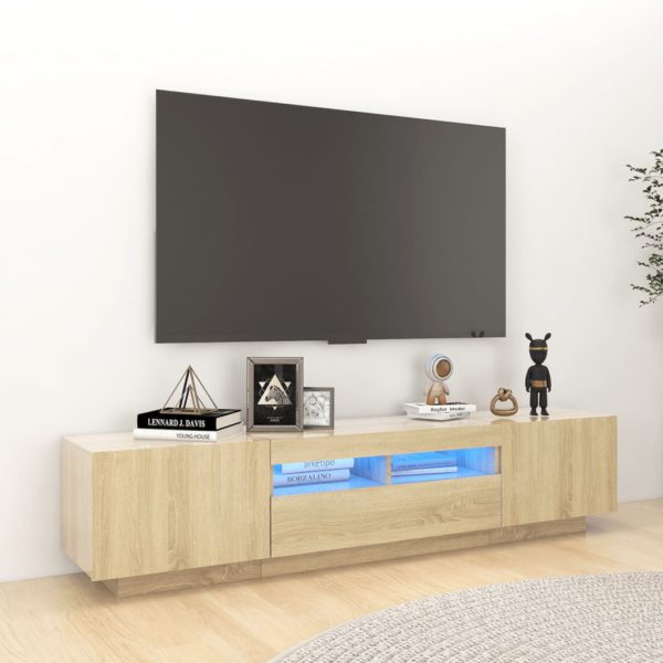 TV-benk med LED-lys sonoma eik 180x35x40 cm