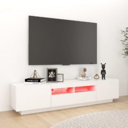 TV-benk med LED-lys høyglans hvit 180x35x40 cm