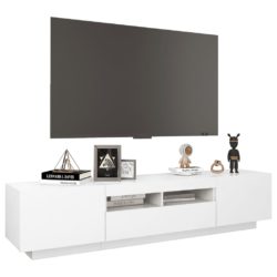 TV-benk med LED-lys høyglans hvit 180x35x40 cm