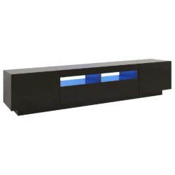 TV-benk med LED-lys svart 200x35x40 cm