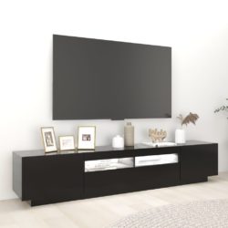 TV-benk med LED-lys svart 200x35x40 cm