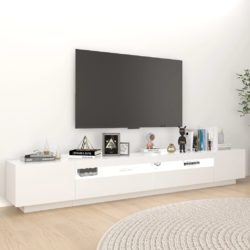 TV-benk med LED-lys hvit 260x35x40 cm