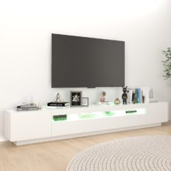 TV-benk med LED-lys hvit 260x35x40 cm