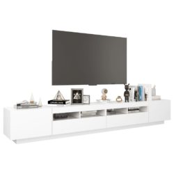 TV-benk med LED-lys hvit 260x35x40 cm