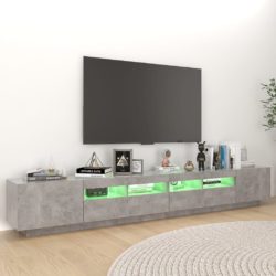 TV-benk med LED-lys betonggrå 260x35x40 cm