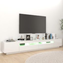 TV-benk med LED-lys høyglans hvit 260x35x40 cm