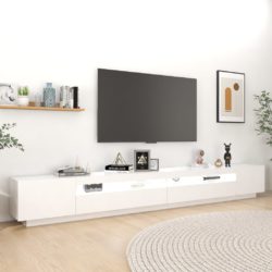 TV-benk med LED-lys hvit 300x35x40 cm