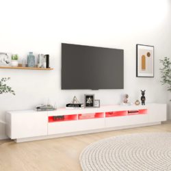 TV-benk med LED-lys hvit 300x35x40 cm