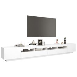 TV-benk med LED-lys hvit 300x35x40 cm