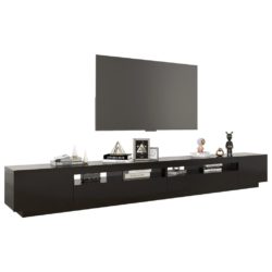 TV-benk med LED-lys svart 300x35x40 cm