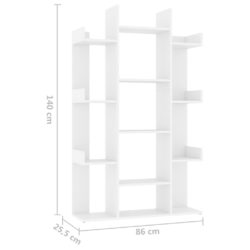 Bokhylle hvit 86×25,5×140 cm konstruert tre