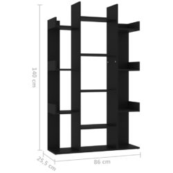 Bokhylle svart 86×25,5×140 cm konstruert tre