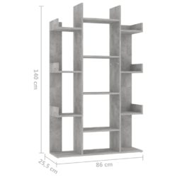 Bokhylle betonggrå 86×25,5×140 cm konstruert tre