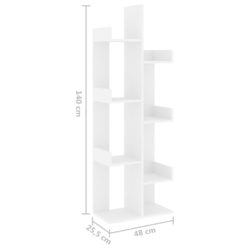 Bokhylle hvit 48×25,5×140 cm konstruert tre