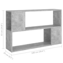 Bokhylle betonggrå 100x24x63 cm konstruert tre