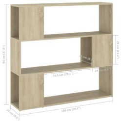 Bokhylle/romdeler sonoma eik 100x24x94 cm