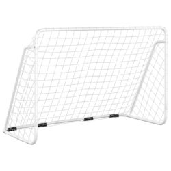 Fotballmål med nett hvit 180x90x120 cm stål