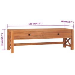 TV-benk med skuffer 120x40x45 cm heltre teak