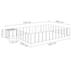 Hundegård sølv 30,25 m² stål