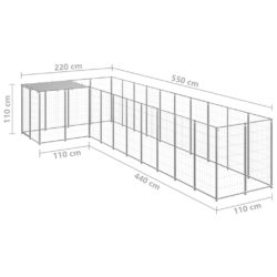 Hundegård sølv 7,26 m² stål