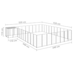 Hundegård sølv 25,41 m² stål