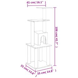 Kattetre med klorestolper i sisal lysegrå 105 cm