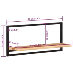 Vegghyller 2 stk 80x25x35 cm heltre akasie og stål