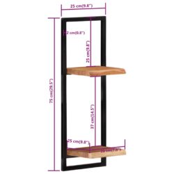 Vegghyller 2 stk 25x25x75 cm heltre akasie og stål