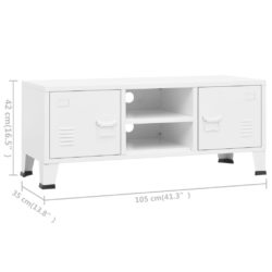 Industriell TV-benk 105x35x42 cm metall hvit