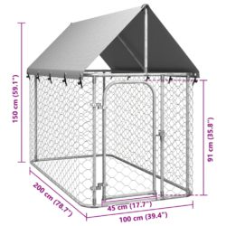 Utendørs hundegård med tak 200x100x150 cm